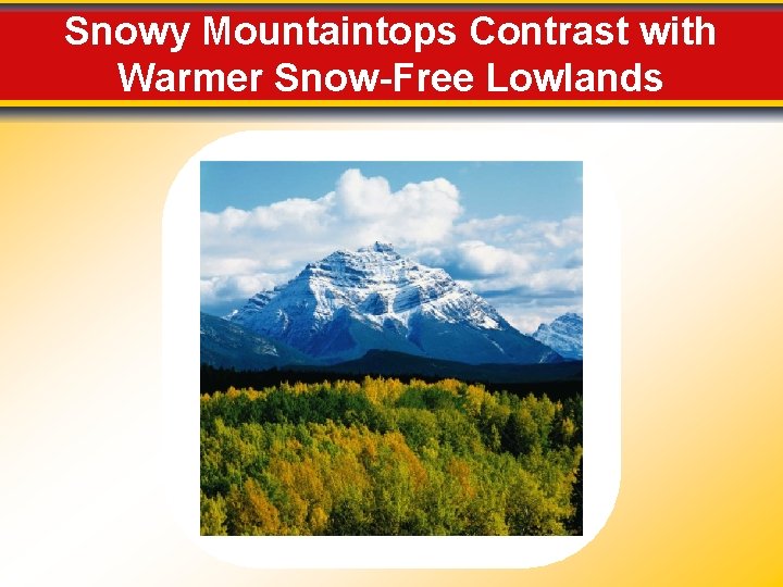 Snowy Mountaintops Contrast with Warmer Snow-Free Lowlands 