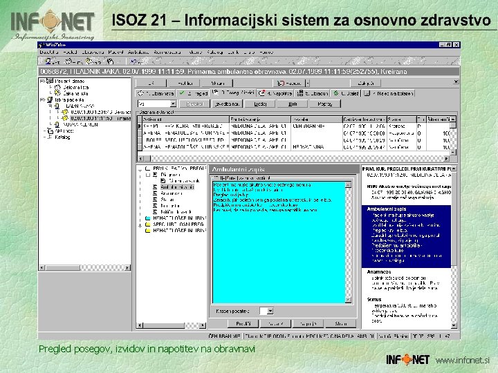 Pregled posegov, izvidov in napotitev na obravnavi www. infonet. si 