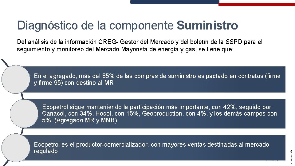 Diagnóstico de la componente Suministro Del análisis de la información CREG- Gestor del Mercado