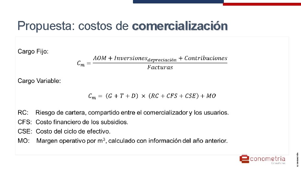 Propuesta: costos de comercialización ECONOMETRÍA 