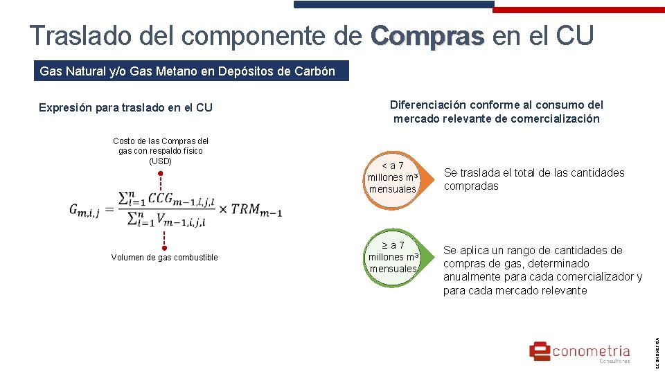 Traslado del componente de Compras en el CU Compras Gas Natural y/o Gas Metano