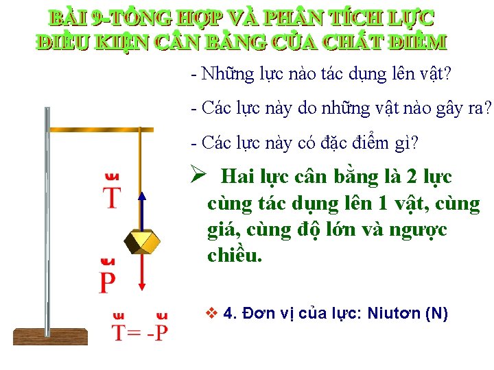 - Những lực nào tác dụng lên vật? - Các lực này do những
