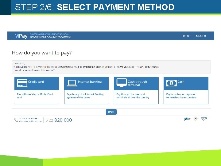STEP 2/6: SELECT PAYMENT METHOD 
