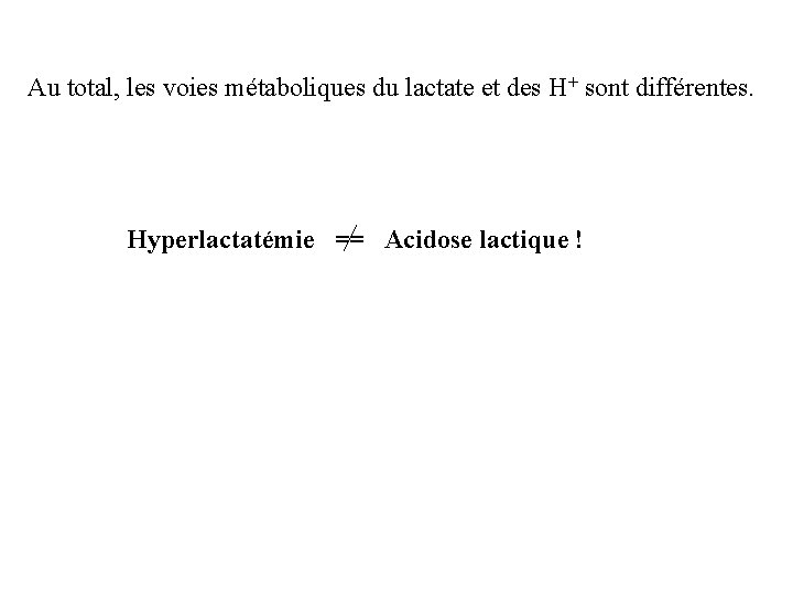 Au total, les voies métaboliques du lactate et des H+ sont différentes. Hyperlactatémie ==