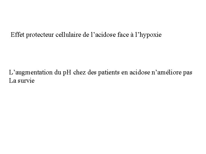 Effet protecteur cellulaire de l’acidose face à l’hypoxie L’augmentation du p. H chez des