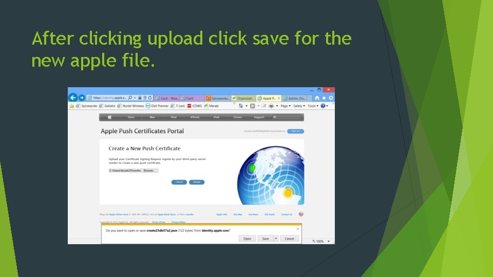 After clicking upload click save for the new apple file. 