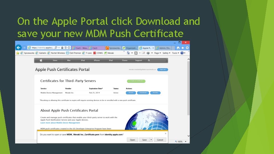 On the Apple Portal click Download and save your new MDM Push Certificate 