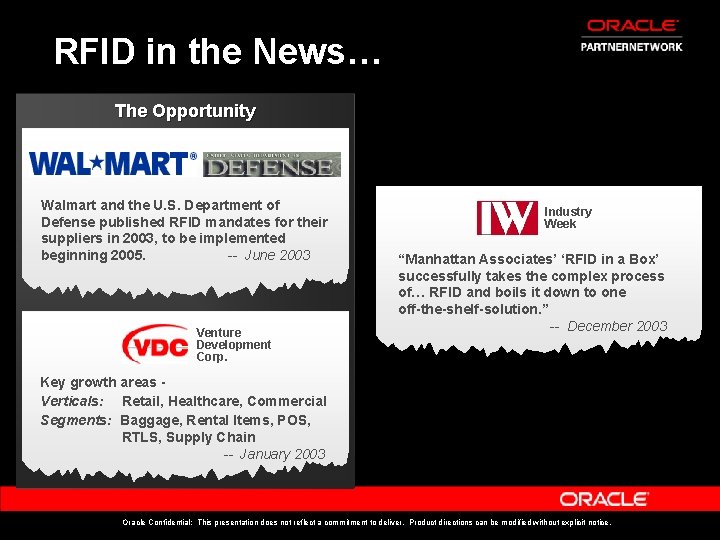 RFID in the News… The Opportunity Walmart and the U. S. Department of Defense