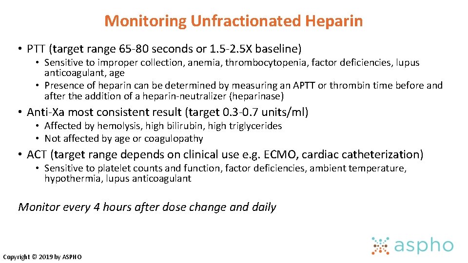 Monitoring Unfractionated Heparin • PTT (target range 65 -80 seconds or 1. 5 -2. Monitoring Unfractionated Heparin • PTT (target range 65 -80 seconds or 1. 5 -2.
