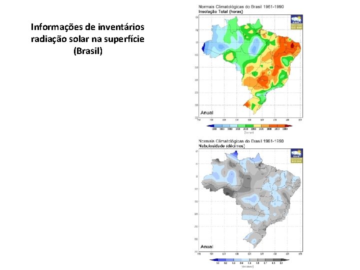Informações de inventários radiação solar na superfície (Brasil) 