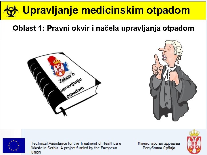 Upravljanje medicinskim otpadom Oblast 1: Pravni okvir i načela upravljanja otpadom 