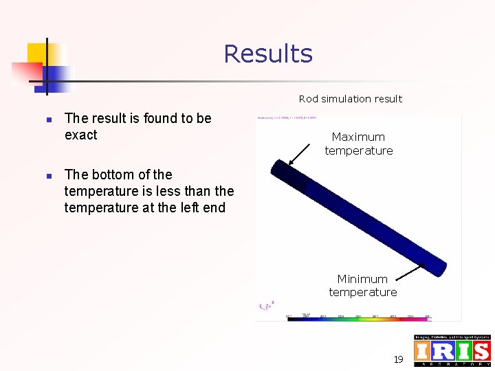 Results Rod simulation result n n The result is found to be exact Maximum