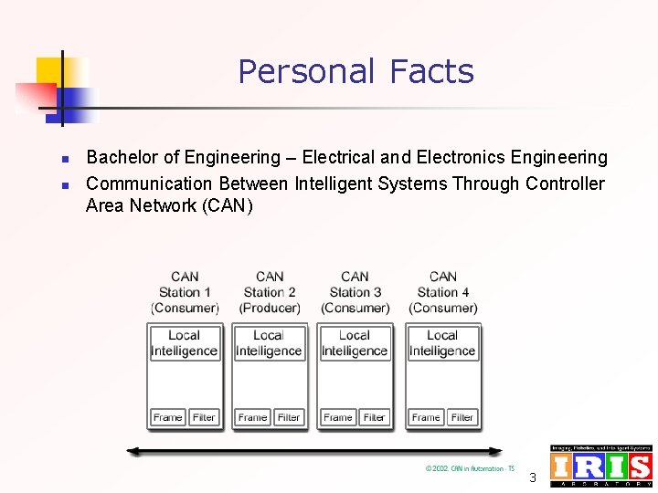 Personal Facts n n Bachelor of Engineering – Electrical and Electronics Engineering Communication Between