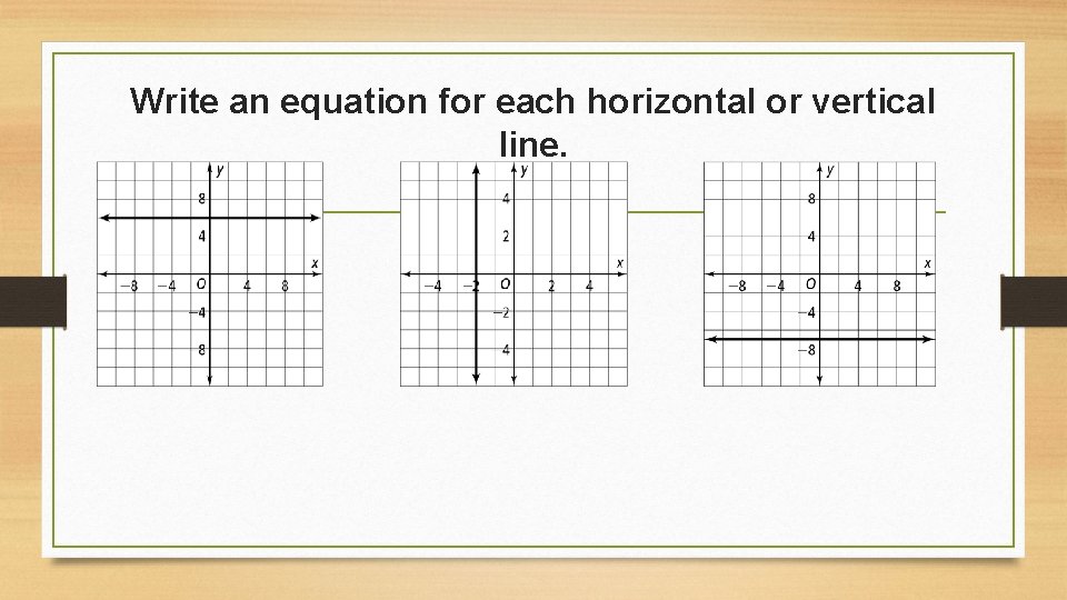 Write an equation for each horizontal or vertical line. 
