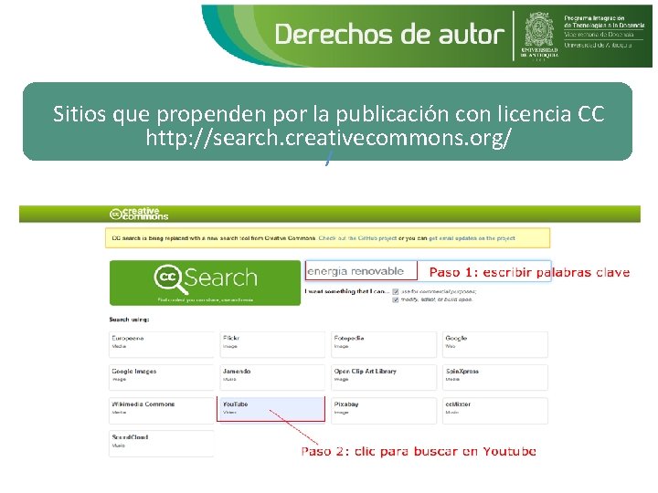 Sitios que propenden por la publicación con licencia CC http: //search. creativecommons. org/ /