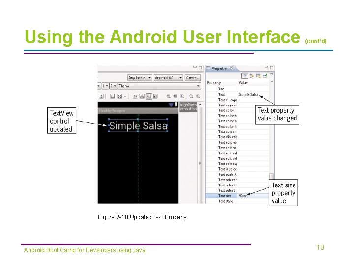 Using the Android User Interface (cont’d) Figure 2 -10 Updated text Property Android Boot