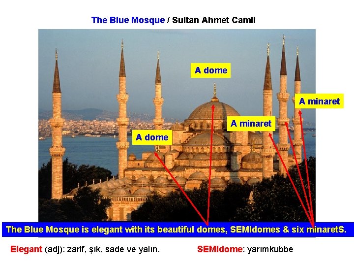 The Blue Mosque / Sultan Ahmet Camii A dome A minaret A dome The