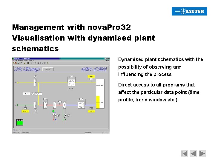 Management with nova. Pro 32 Visualisation with dynamised plant schematics Dynamised plant schematics with