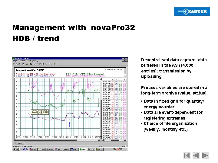 Management with nova. Pro 32 HDB / trend Decentralised data capture; data buffered in