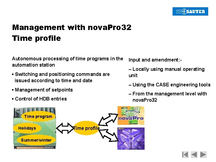 Management with nova. Pro 32 Time profile Autonomous processing of time programs in the