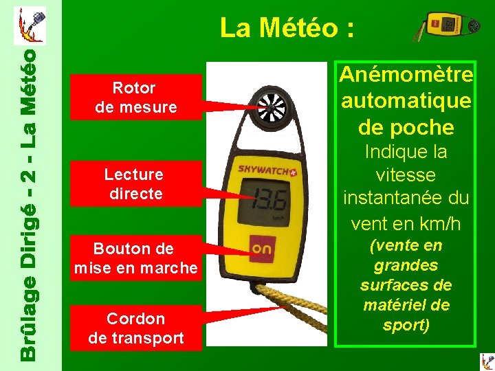  La Météo : Rotor de mesure Anémomètre automatique de poche Lecture directe Indique