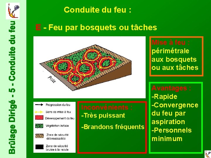  Conduite du feu : E - Feu par bosquets ou tâches Mise à