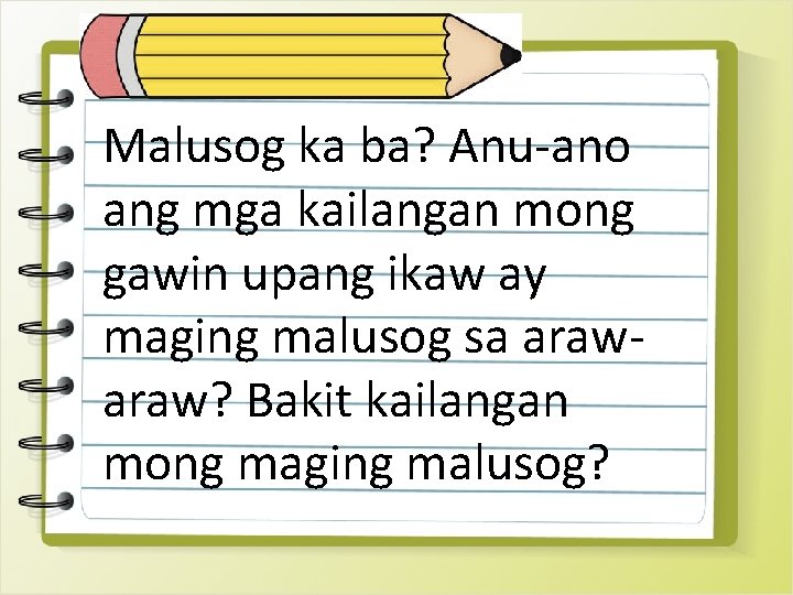 Malusog ka ba? Anu-ano Batay sa pagkakapangkat ng ang mga kailangan mong klase, ipakita