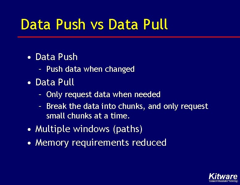 Data Push vs Data Pull • Data Push – Push data when changed •