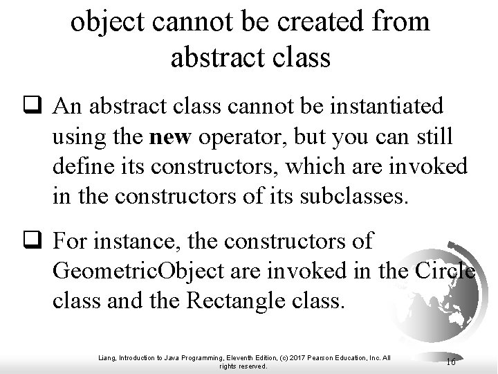 object cannot be created from abstract class q An abstract class cannot be instantiated