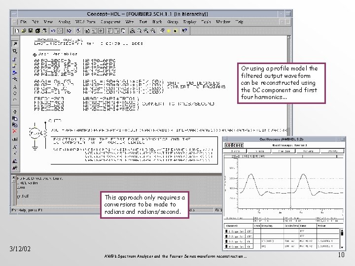 Or using a profile model the filtered output waveform can be reconstructed using the
