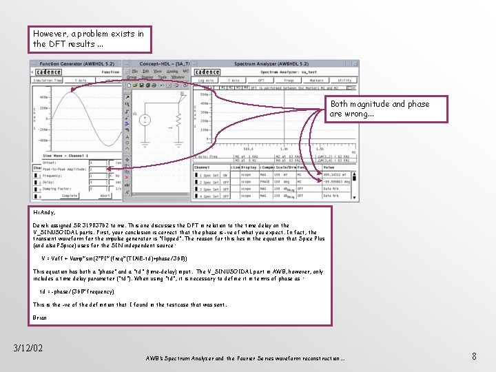 However, a problem exists in the DFT results. . . Both magnitude and phase