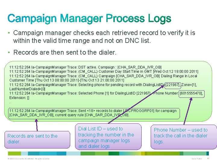  • Campaign manager checks each retrieved record to verify it is within the