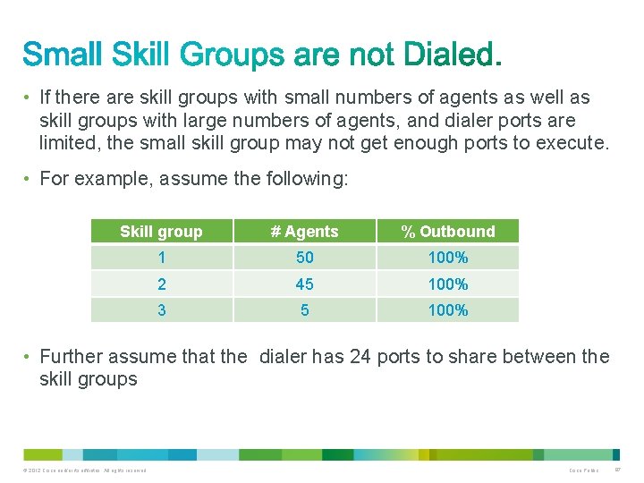  • If there are skill groups with small numbers of agents as well