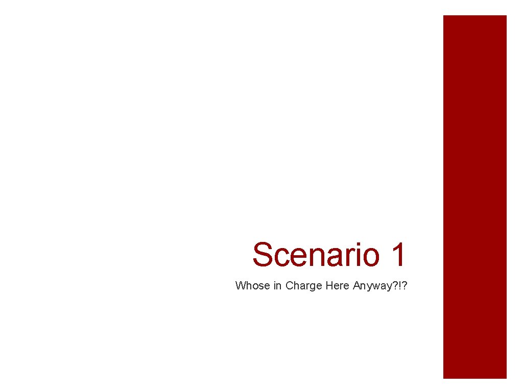 Scenario 1 Whose in Charge Here Anyway? !? 