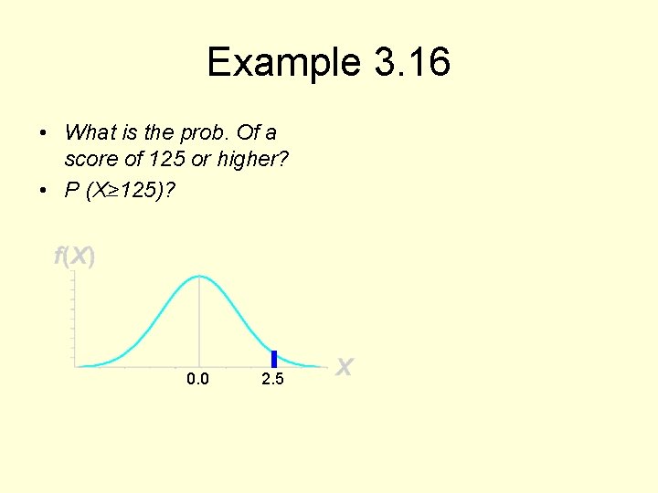 Example 3. 16 • What is the prob. Of a score of 125 or