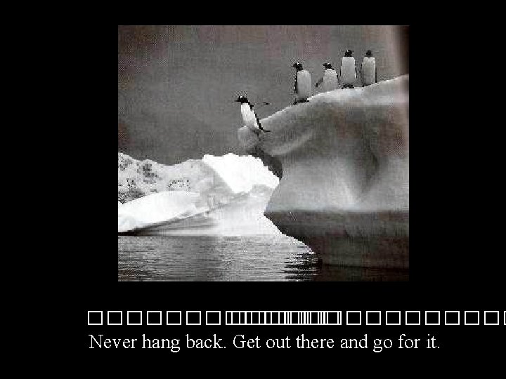 �������� Never hang back. Get out there and go for it. 