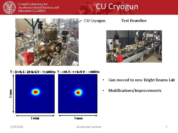 CU Cryogun Test Beamline • Gun moved to new Bright Beams Lab • Modifications/Improvements
