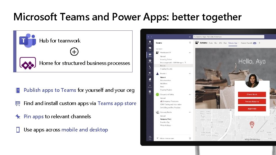 Microsoft Teams and Power Apps: better together Hub for teamwork + Home for structured