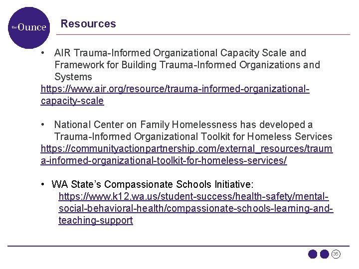 Resources • AIR Trauma-Informed Organizational Capacity Scale and Framework for Building Trauma-Informed Organizations and