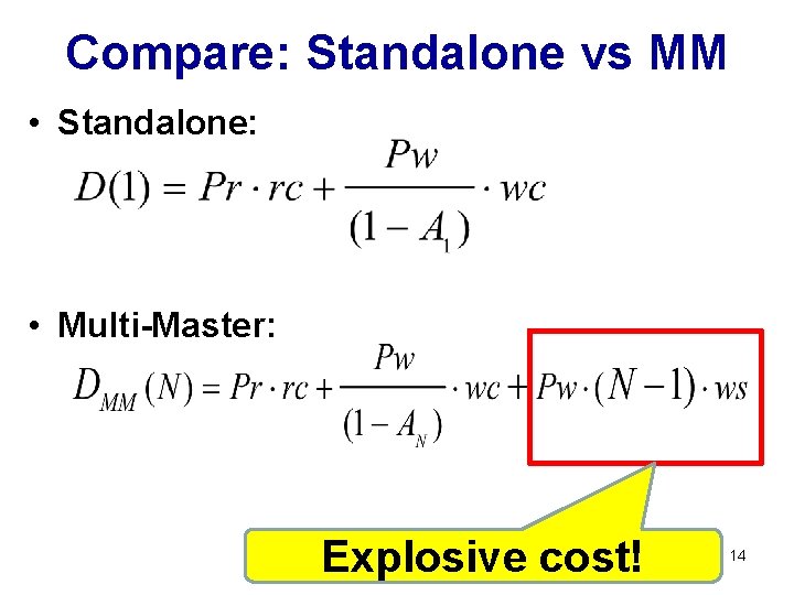 Compare: Standalone vs MM • Standalone: • Multi-Master: Explosive cost! 14 