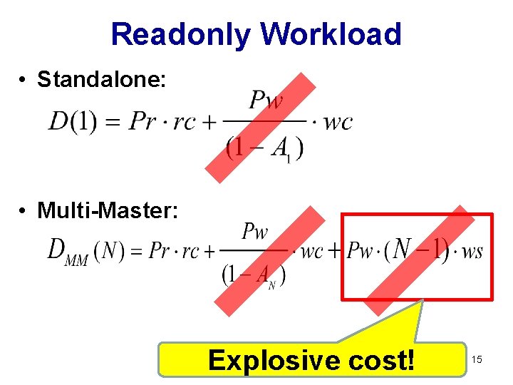 Readonly Workload • Standalone: • Multi-Master: Explosive cost! 15 