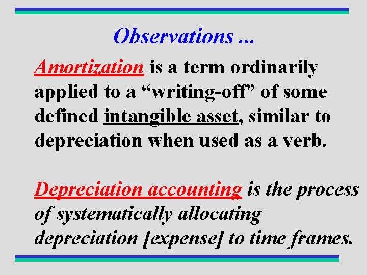 Observations. . . Amortization is a term ordinarily applied to a “writing-off” of some