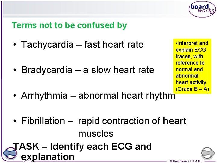 Terms not to be confused by • Tachycardia – fast heart rate • Bradycardia