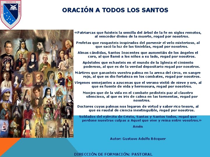 ORACIÓN A TODOS LOS SANTOS «Patriarcas que fuisteis la semilla del árbol de la