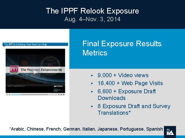 The IPPF Relook Exposure Aug. 4–Nov. 3, 2014 Final Exposure Results Metrics 9, 000