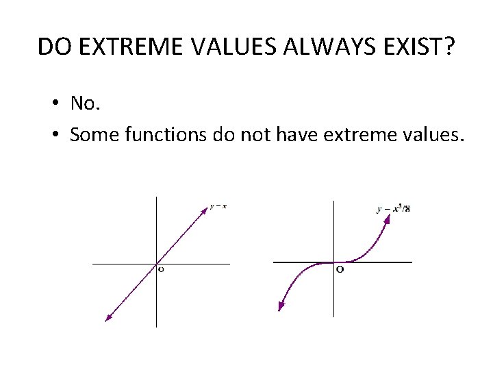 DO EXTREME VALUES ALWAYS EXIST? • No. • Some functions do not have extreme