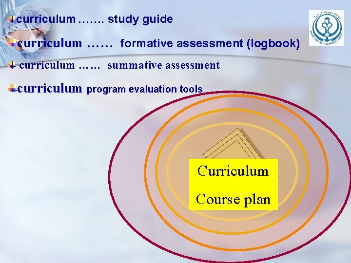 curriculum ……. study guide curriculum …… formative assessment (logbook) curriculum …… summative assessment curriculum curriculum ……. study guide curriculum …… formative assessment (logbook) curriculum …… summative assessment curriculum