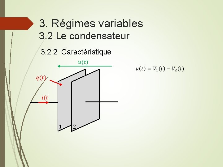 3. Régimes variables 3. 2 Le condensateur 3. 2. 2 Caractéristique 