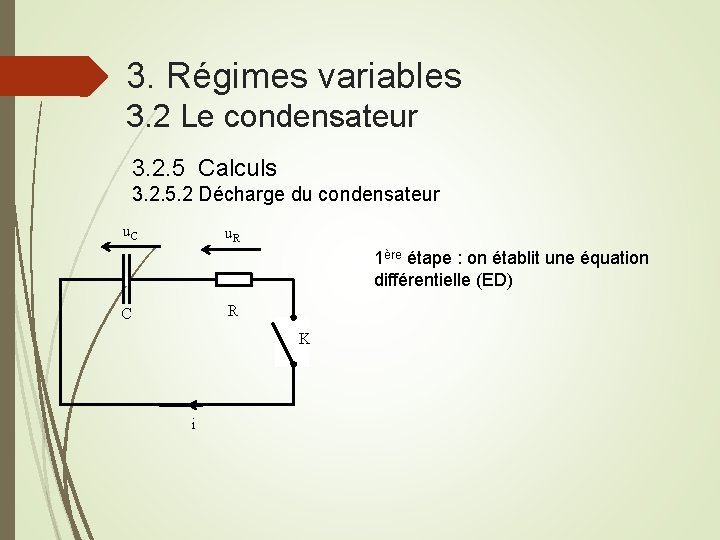 3. Régimes variables 3. 2 Le condensateur 3. 2. 5 Calculs 3. 2. 5.