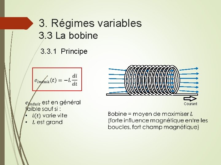 3. Régimes variables 3. 3 La bobine 3. 3. 1 Principe Courant 